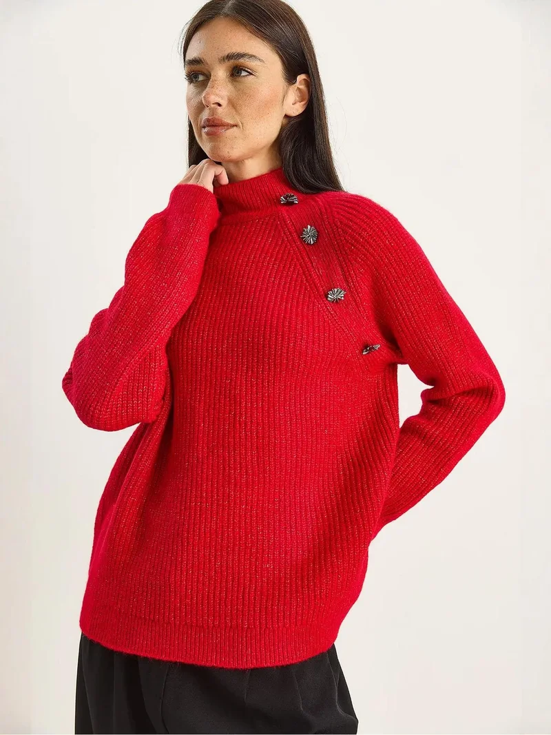 Bianco Lucci LUCCI Knit Half Turtleneck Sweater