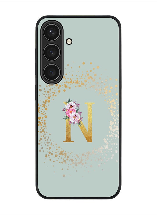 Stylizedd For Samsung Galaxy S25 5G Case,Slim fit Camera Protection, Shockproof Thin Phone cover  - Custom Monogram Floral - N  (Light Grey ) - Image 1