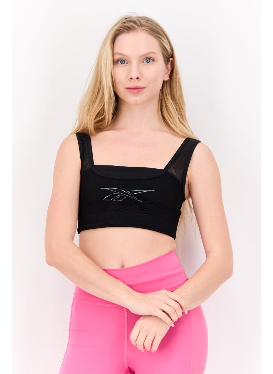 Reebok Women Brand Logo Non-Padded Sports Bra, Black  - Image 1