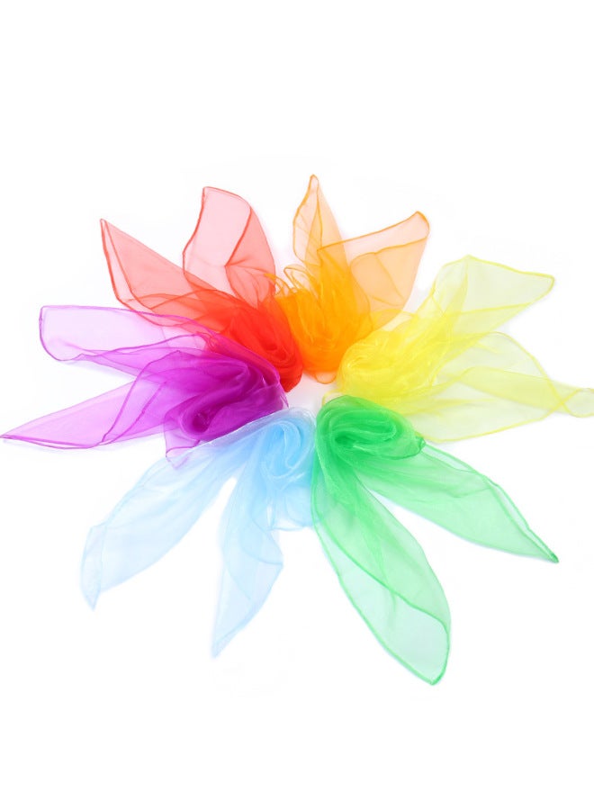 60*60 Style Gauze Dance Scarf Solid Color Nylon Versatile Magic Children's Performance Props Sailor Dance Silk Scarf-Color:Green-Specifications:60cm*60cm  - Image 2