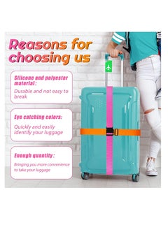 SYOSI Luggage Straps Set, 4pcs Travel Suitcase Straps with 4pcs Silicone Luggage Tags, Adjustable Suitcase Belts, Suitcase Tags with Name ID Card for Luggage Suitcase Travel Accessories Multi-Coloured  - Image 4