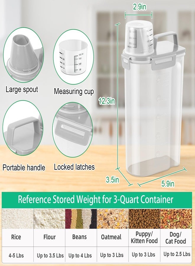 TBMax Rice Storage Container 3-Qt Food Container, Plastic Kitchen Pantry Storage Container with Cup, Easy to Pour, Small Pet Dog Cat Food Container Dispenser -Grey - Image 2
