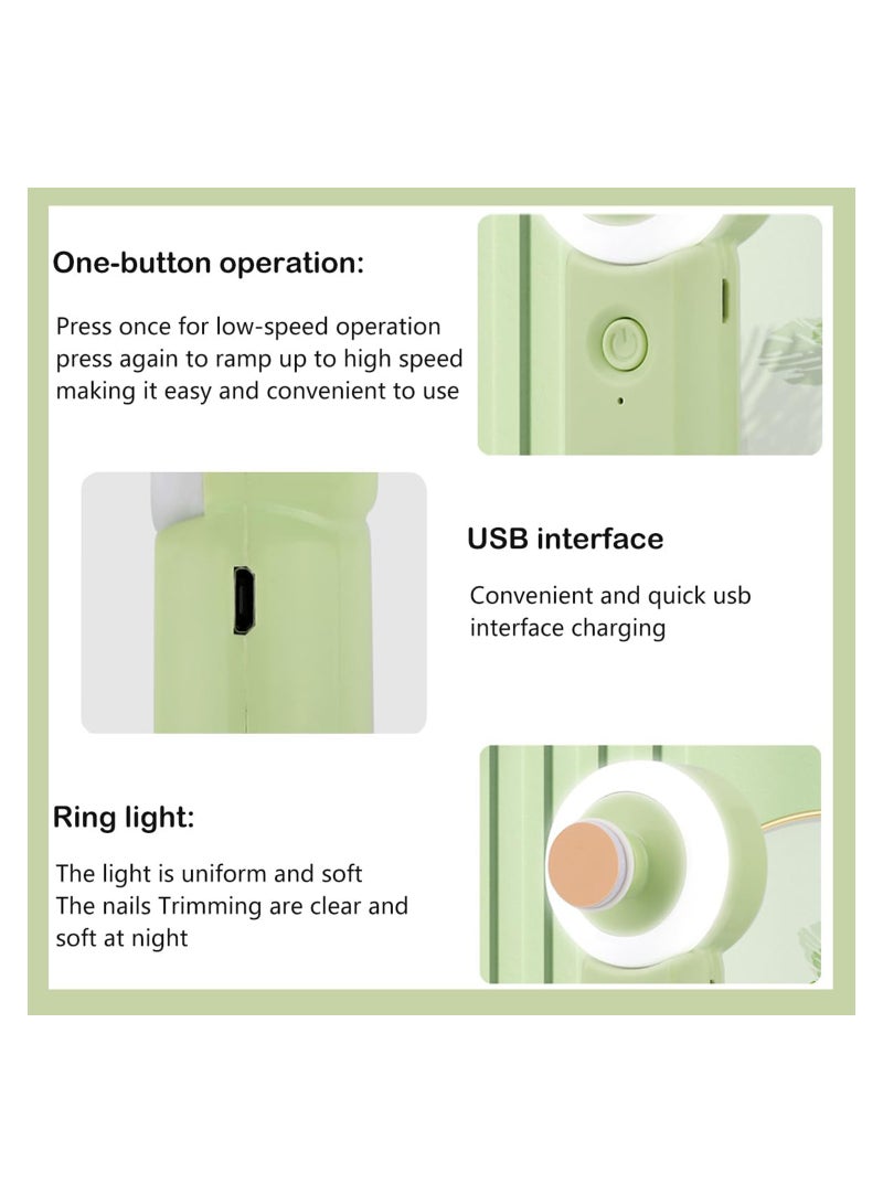 SOLARAE Baby Electric Nail Buffer Kit, Safe, Easy Rechargeable Baby Nail File,Baby Nail Trimmer, Ring LED Light, 6 Buffer Pads, Ideal for Newborns, Toddlers, Children's Fingernails/Toenails (Green File) - Image 4
