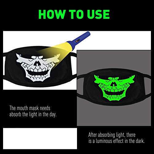 Vritraz Glow in the dark luminous Unisex Cotton Blend Face Mouth Mask Black for Man Woman BigDanger - Image 4