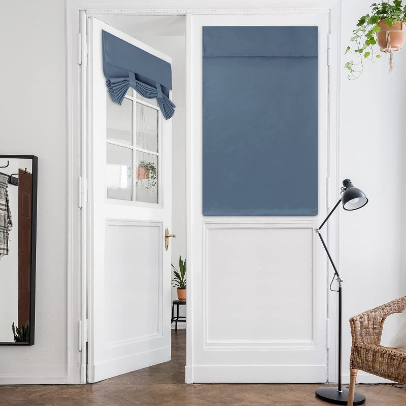 HOMEIDEAS HOMEIDEAS French Door Curtains  Privacy Door Window Curtains  34 X 68 Inch Blackout French Door Shades for Glass Door  Thermal Insulated Tie Up Shades Door Window Coverings  1 Panel  Stone Blue - Image 1
