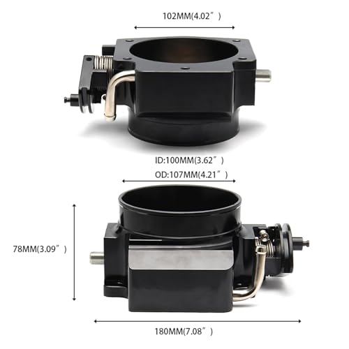 POSENG 102mm Throttle Body for LS1 LS2 LS3 LS6 LS7 LSX LS 4 Bolts Drive by Cable without TPS IAC Aluminum Black HTRACING - Image 2