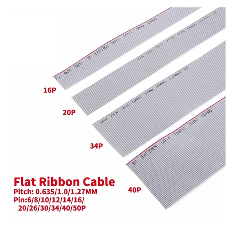 Grey Flat Ribbon Cable 1Meter 0.635MM 1.0MM .27MM Pitch Grey Flat Ribbon Cable 6/8/10/16/20/40 Pin 28AWG Wire for IDC FC .27MM/2.0MM/2.54MM Connector(1.0mm,16PIN) - Image 2