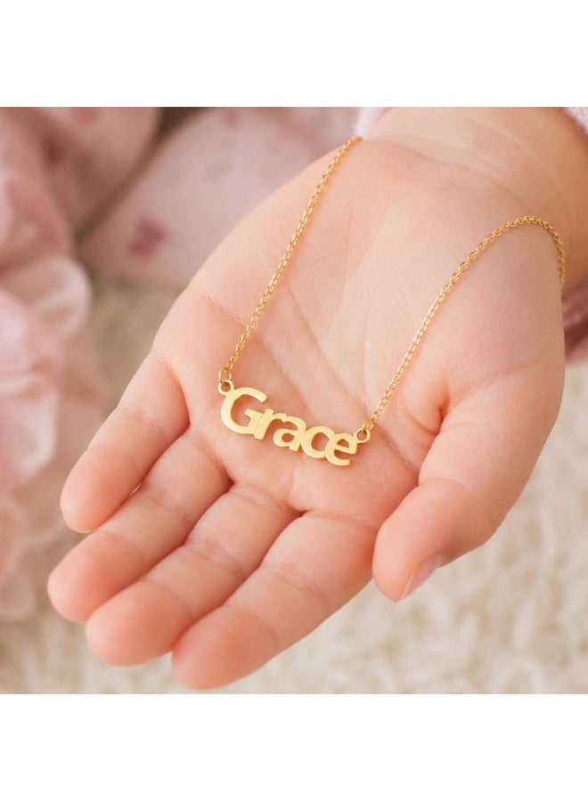 NENOUSH Kids Name Necklace | Balloon Font Letter Pendant Chain 35cm | Gold Tone Jewelry | Birthday Party Gift for Girls | Daily Wear Fashion Jewelry for Special Occasions - Image 3