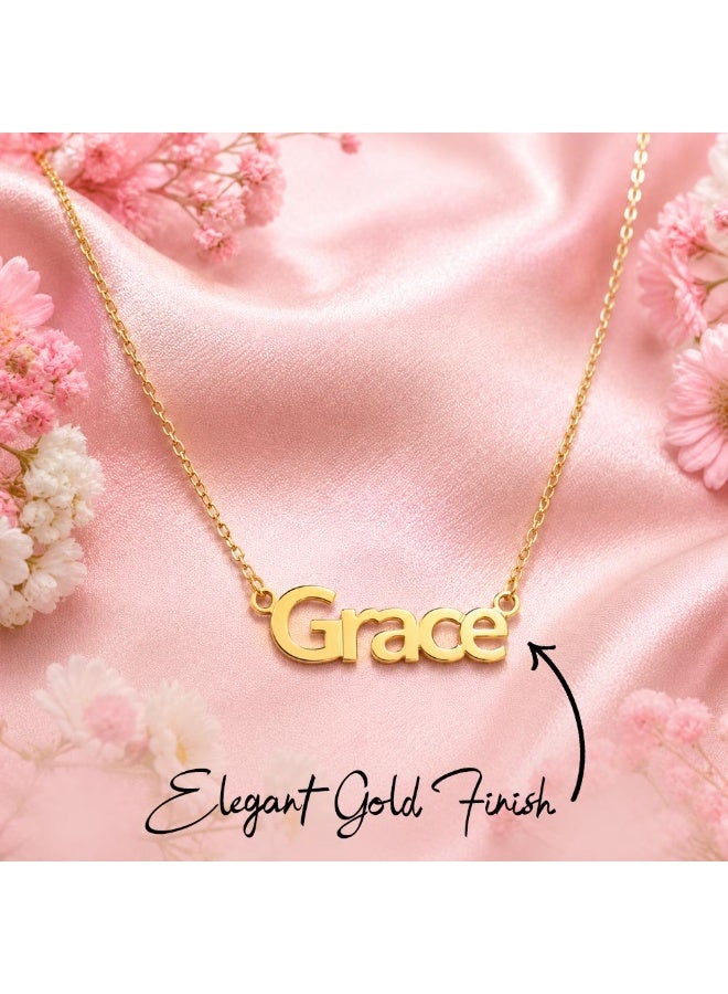 NENOUSH Kids Name Necklace | Balloon Font Letter Pendant Chain 35cm | Gold Tone Jewelry | Birthday Party Gift for Girls | Daily Wear Fashion Jewelry for Special Occasions - Image 4
