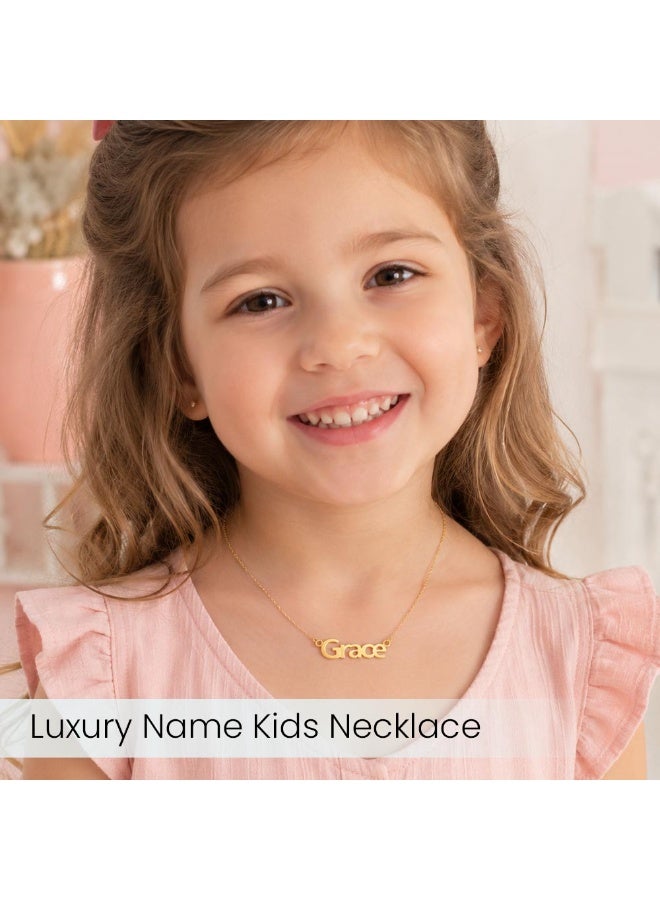 NENOUSH Kids Name Necklace | Balloon Font Letter Pendant Chain 35cm | Gold Tone Jewelry | Birthday Party Gift for Girls | Daily Wear Fashion Jewelry for Special Occasions - Image 2