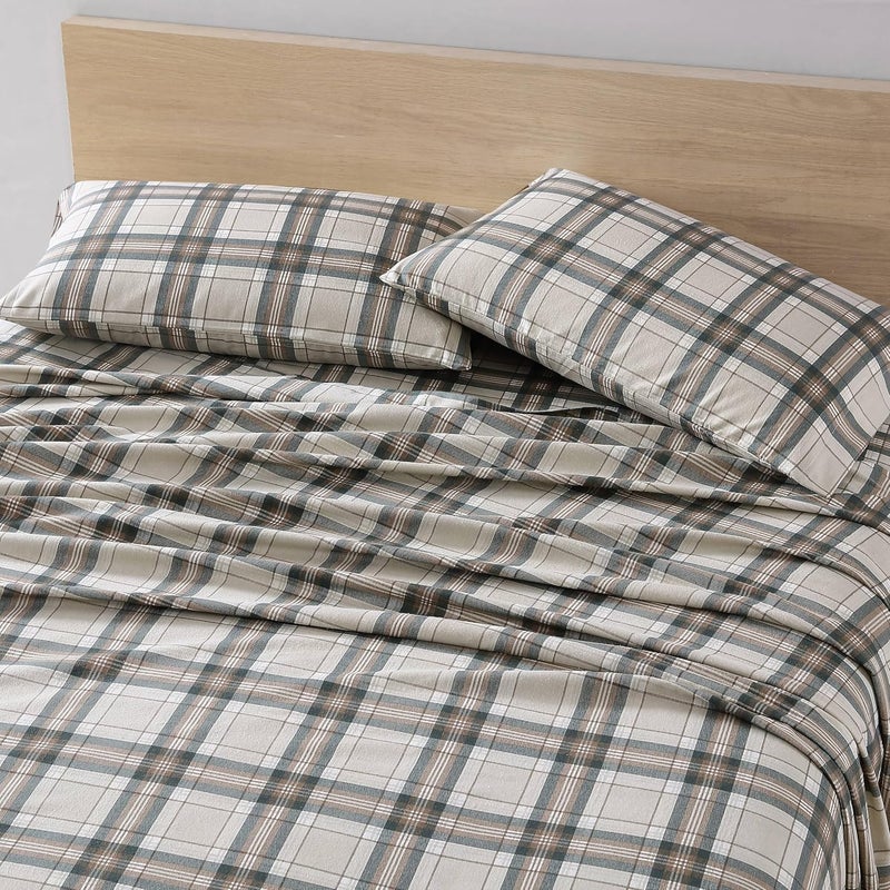 Eddie Bauer - King Sheet Set, Warm Breathable Cotton Flannel Bedding with Deep Pockets, Brushed for Extra Softness, Cozy Home Decor, Oeko-Tex Certified (Edgewood Plaid, King) - Image 3