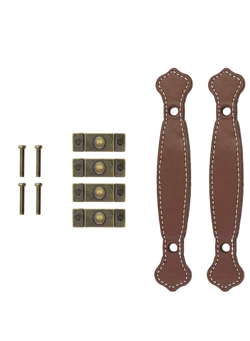 6 Piece Surface Leather Furniture Handle, 6.3" (16 cm) Vintage Style Strong Leather Handle Pull for Drawer Cabinet PU Luggage (Brown)  - Image 5