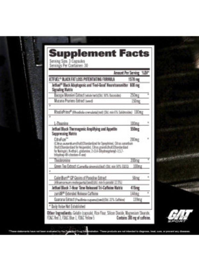 Gat Sport Jet Fuel Black Premium Thermogenic 90 Capsules - Image 2
