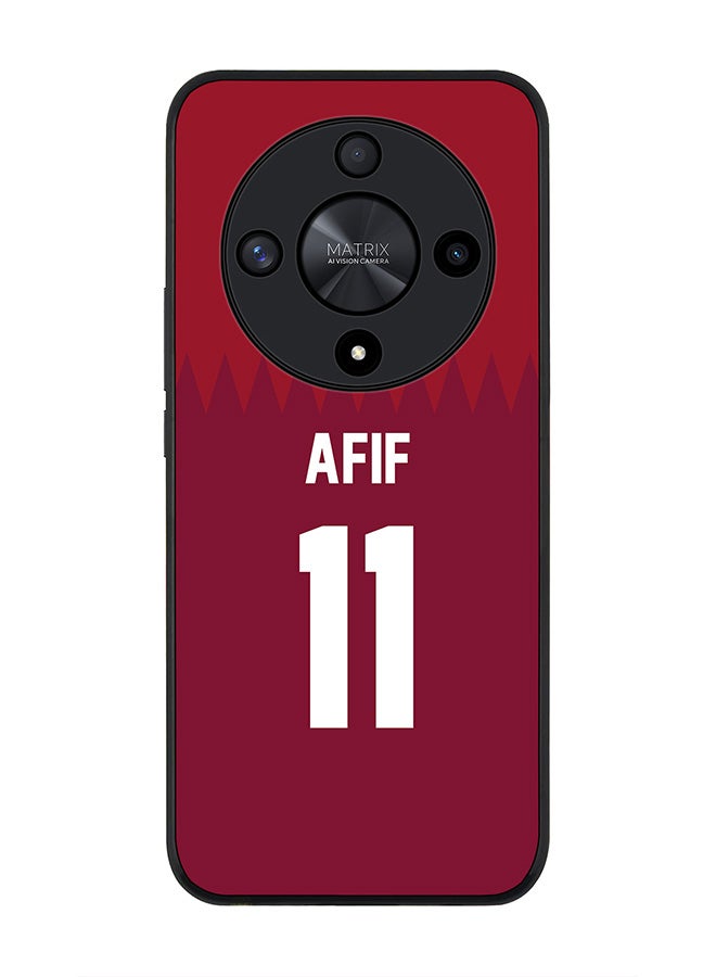 Stylizedd Rugged Black edge case for Honor X9b, Slim fit Soft Case Flexible Anti Drop TPU Gel Thin Cover- Football Team-Qatar, Player Name-Afif - Image 1