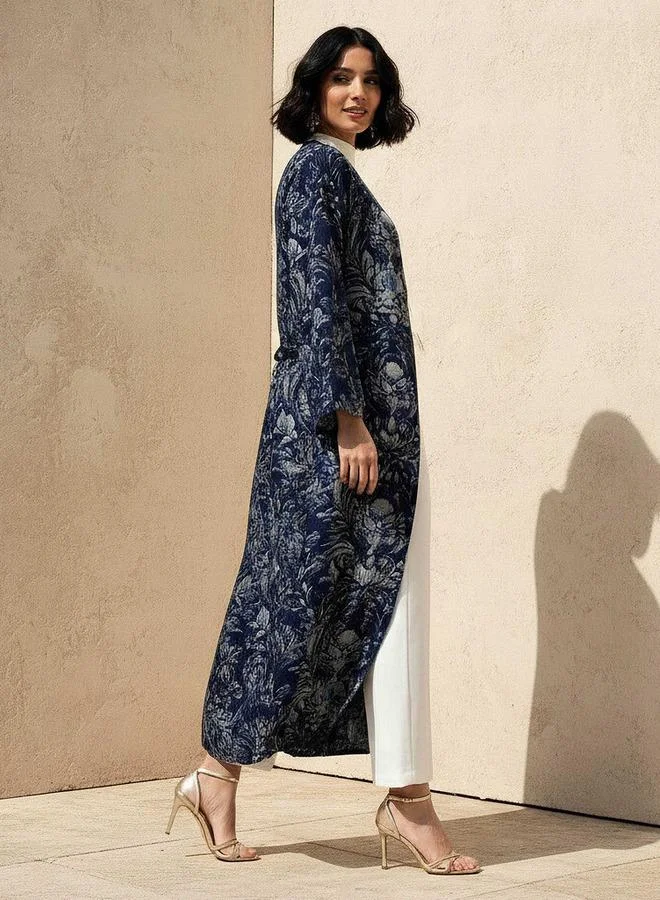 سبلاش فيڤ Regular Fit Kimono Abaya Shrug with Print