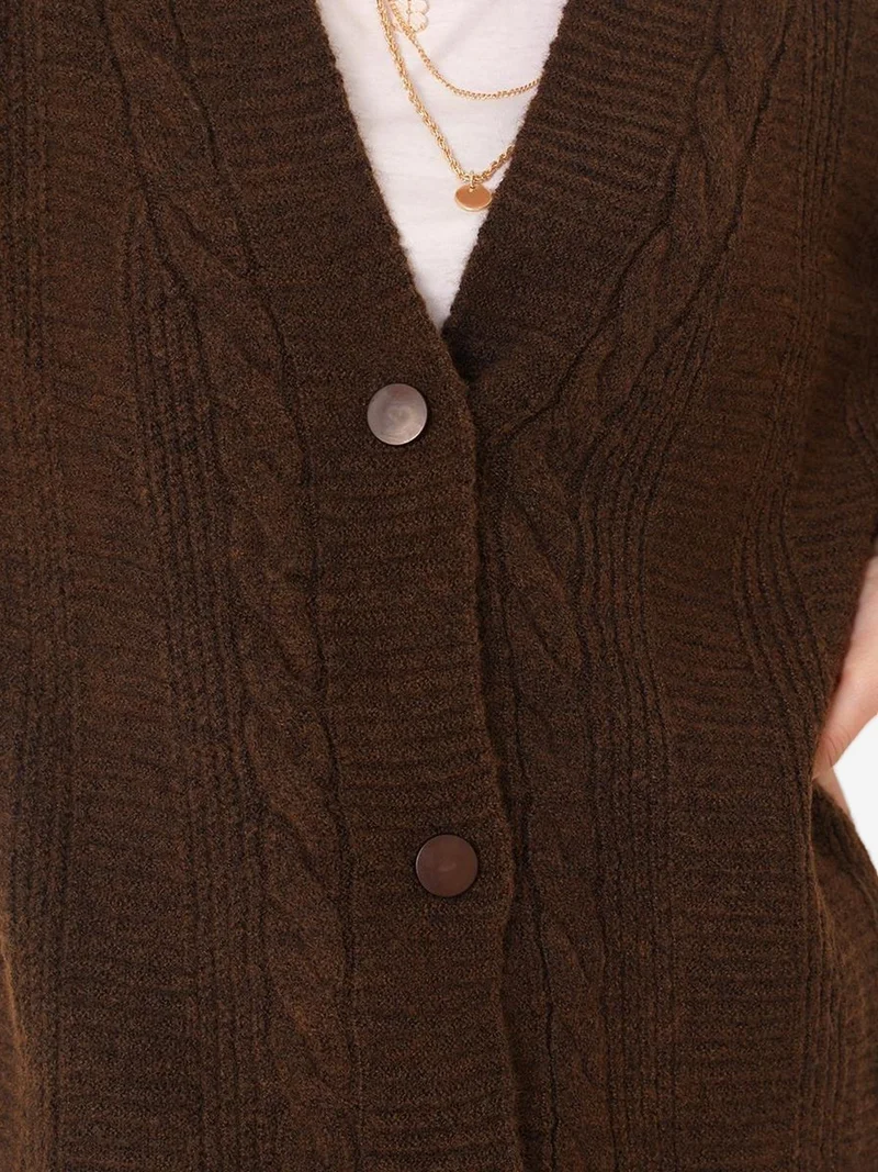 BIG DART BDART Buttoned V-Neck Jacquard Cardigan