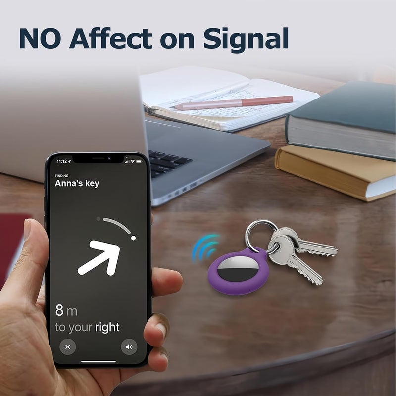 حافظة MOLOSLEEVE لحامل Airtag مع سلسلة مفاتيح، غطاء GPS مقاوم للصدمات ومضاد للخدش لـ Air Tags، إكسسوارات Airtag لحالات تتبع GPS للحقائب والأمتعة، أرجواني داكن - Image 3