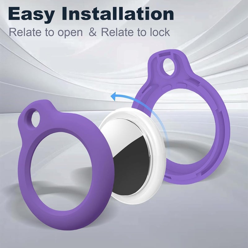 حافظة MOLOSLEEVE لحامل Airtag مع سلسلة مفاتيح، غطاء GPS مقاوم للصدمات ومضاد للخدش لـ Air Tags، إكسسوارات Airtag لحالات تتبع GPS للحقائب والأمتعة، أرجواني داكن - Image 2