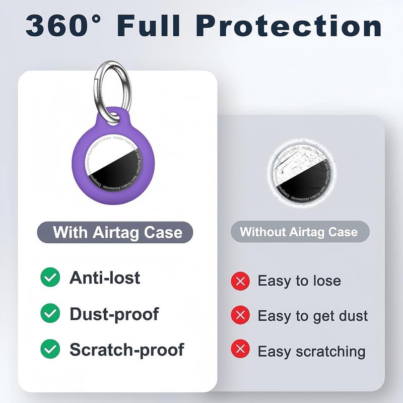 حافظة MOLOSLEEVE لحامل Airtag مع سلسلة مفاتيح، غطاء GPS مقاوم للصدمات ومضاد للخدش لـ Air Tags، إكسسوارات Airtag لحالات تتبع GPS للحقائب والأمتعة، أرجواني داكن - Image 4