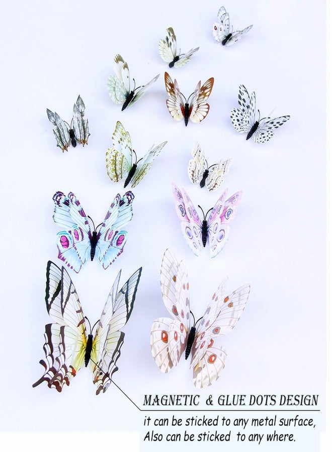 OPSEAM Butterfly Wall Decor 24/48 PCS, 3D Butterflies Stickers for Party Decorations with Magnets (White, 48) - Image 3