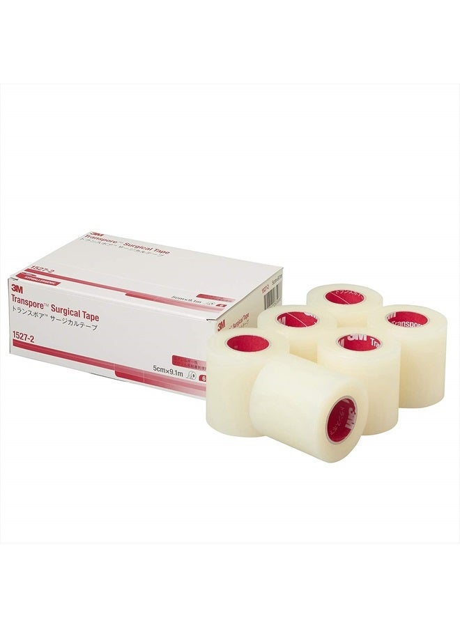 3M Transpore Surgical Tape, 2" x 10 yds, Case of 6 Rolls