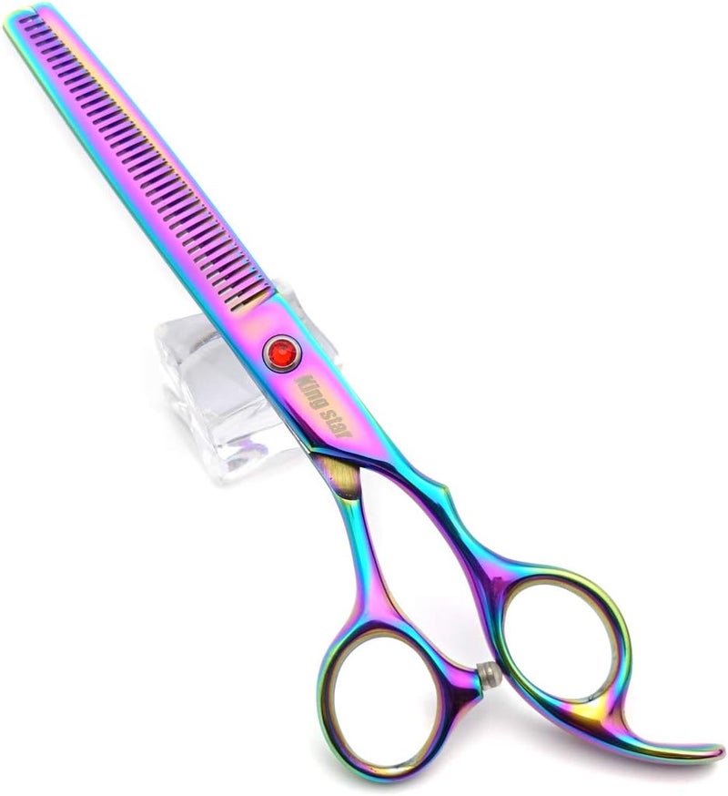 Kingstar 7.0in Titanium Rainbow Professional Pet Grooming Scissors Set,Straight & Thinning & Curved Scissors 4pcs Set for Dog Grooming,(Rainbow) - Image 4
