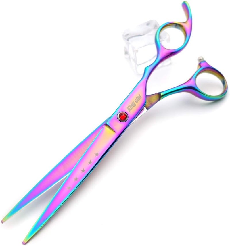 Kingstar 7.0in Titanium Rainbow Professional Pet Grooming Scissors Set,Straight & Thinning & Curved Scissors 4pcs Set for Dog Grooming,(Rainbow) - Image 3