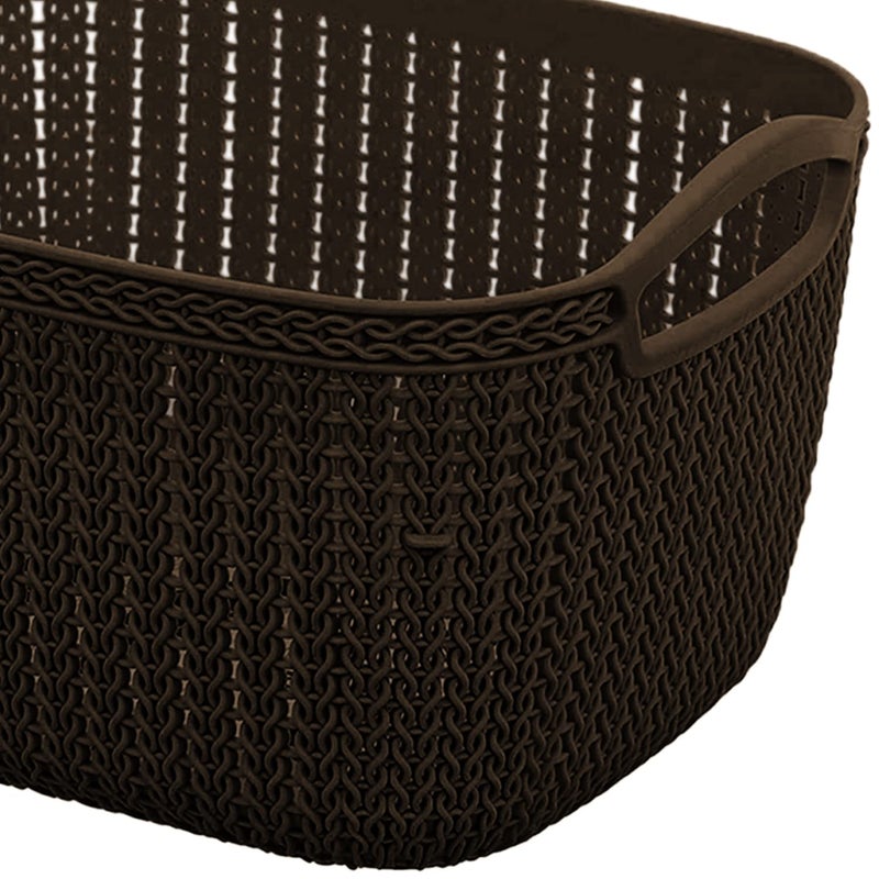 Kuber Industries Kuber Industries Q6 Multiuses Designer Unbreakable Plastic Storage BasketOrganizerBin For Home Kitchen Bathroom Office Use Pack of 4 Grey Brown  - Image 5