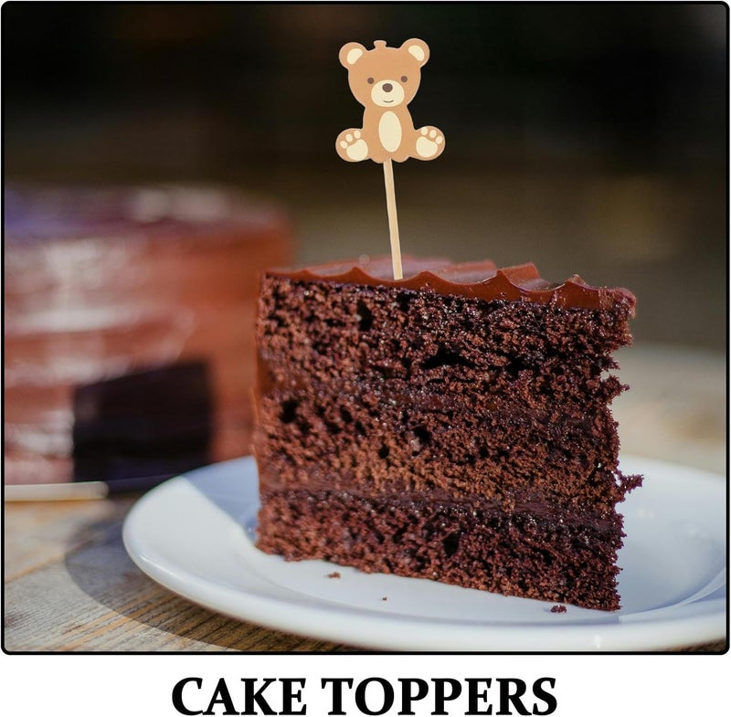IMIKEYA 50 Pcs Bear Cake Toppers Shower Food Toothpicks Animal Cupcake Picks Birthday Party Decorations - Image 3