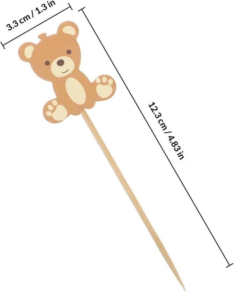 IMIKEYA 50 Pcs Bear Cake Toppers Shower Food Toothpicks Animal Cupcake Picks Birthday Party Decorations - Image 2