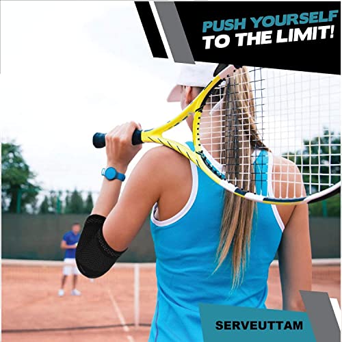 serveuttam� Elbow Support for Gym (1 Pair) - Elbow Brace for Men Women Workout | Elbow Compression Sleeves with Straps for Tendonitis Pain Relief, Tennis, Volleyball, Cricket - Elbow Band (White, M) - Image 5