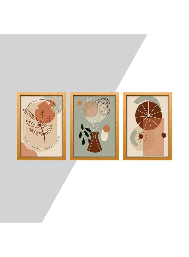 Digital art طباعة فنون رقمية لزهور مثالية لتزيين المنزل، المكتب وغرفة المعيشة مجموعة من 3 (11X14، بني) - Image 1