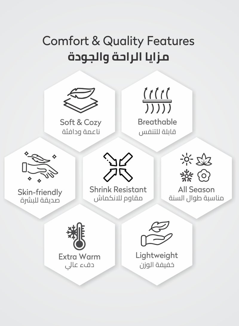 بطانية من بديل الصوف الناعم 200 × 240 سم خفيفة ودافئة اسود