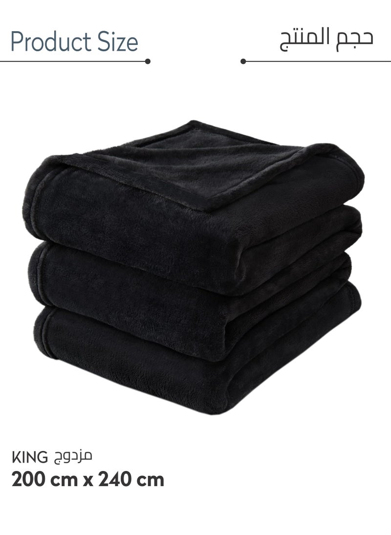 Donetella Fleece Blanket, King Size 210x240 cm, 350 GSM, Lightweight Ultra Soft & Warm Solid Throw Blanket, Cozy  for Sofa, Bed & Couch  - Image 3