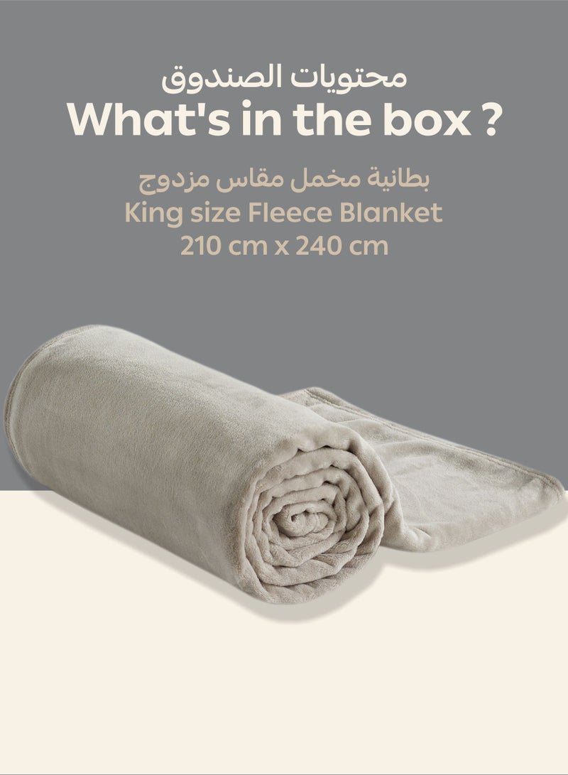 Donetella Fleece Blanket, King Size 210x240 cm, 350 GSM, Lightweight Ultra Soft & Warm Solid Throw Blanket, Cozy  for Sofa, Bed & Couch - Image 3
