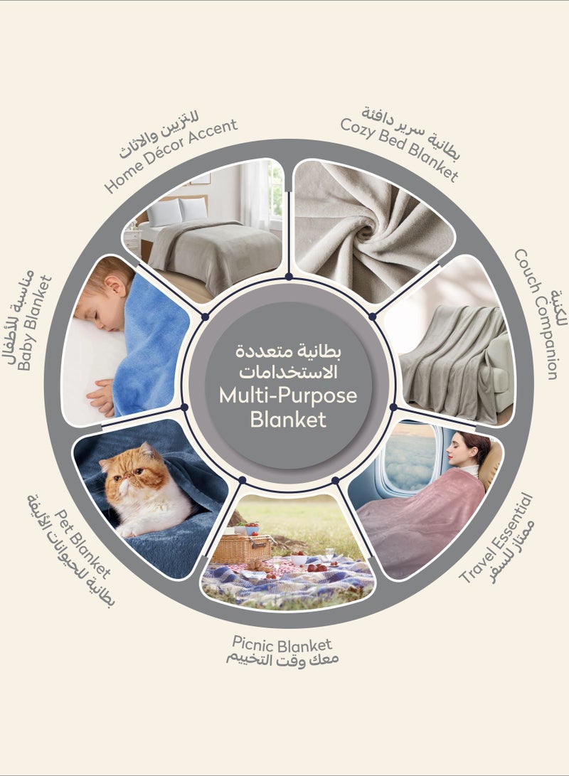 Donetella Fleece Blanket, King Size 210x240 cm, 350 GSM, Lightweight Ultra Soft & Warm Solid Throw Blanket, Cozy  for Sofa, Bed & Couch - Image 5