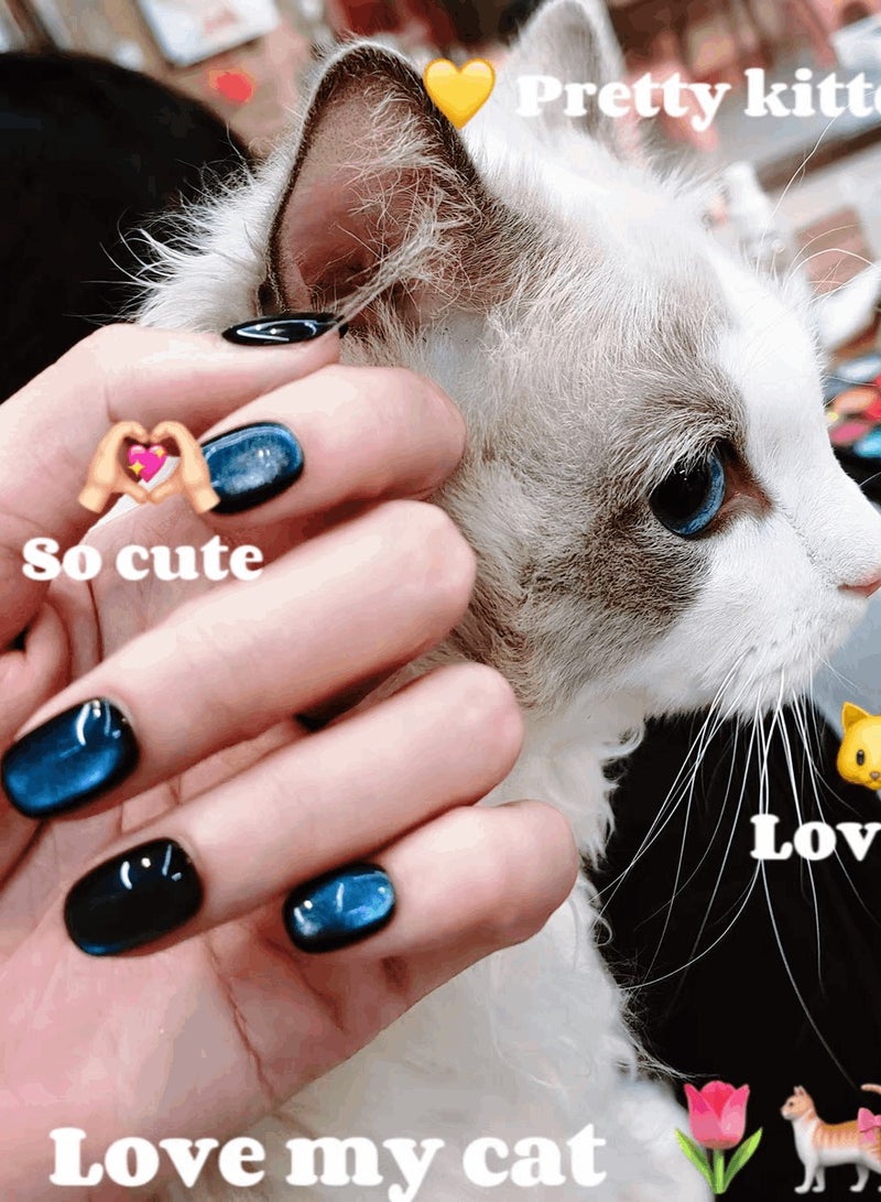 LauraTheBeauty 10 Pcs Rhinestone Nail Art False Nails Short Square Fake Nails Press on Nails with Wearing Tools - Image 1