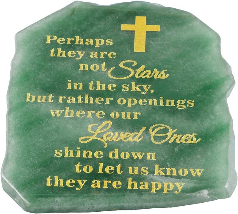 SUNYIK Natural Green Aventurine Memory Stone for Loved Ones, Polished Engraved Healing Crystals Memorial Stone for Gardenfor Human