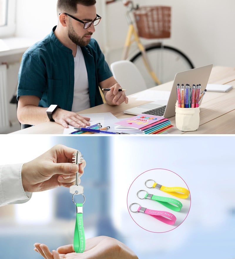 PerKoop 48 Pcs Inspirational Gifts Bulk VBS Notepads 3 x 5 Inch Motivational Ballpoint Pens Keychains Bulk Cute Colorful Journal Notebooks for Office Party Favor Supplies - Image 5