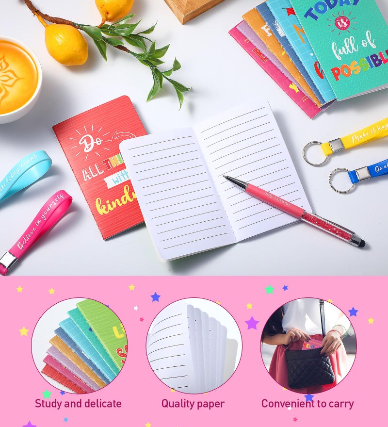 PerKoop 48 Pcs Inspirational Gifts Bulk VBS Notepads 3 x 5 Inch Motivational Ballpoint Pens Keychains Bulk Cute Colorful Journal Notebooks for Office Party Favor Supplies - Image 3