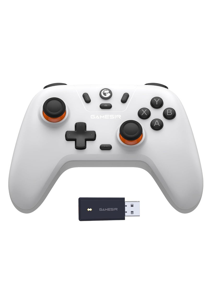 جيم سير وحدة تحكم لاسلكية GameSir Nova Lite 2.4g لأجهزة الكمبيوتر التي تعمل بنظام Windows، وiPhone، وAndroid، وSwitch &amp; Steam Deck، ولوحة تحكم بلوتوث مع مشغل تأثير Hall، وTurbo، واهتزاز Rumble (Nova Lite (أبيض)) - Image 1