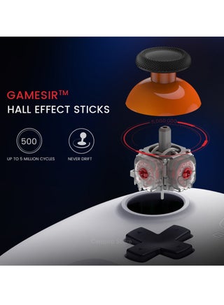 وحدة تحكم لاسلكية GameSir Nova Lite 2.4g لأجهزة الكمبيوتر التي تعمل بنظام Windows، وiPhone، وAndroid، وSwitch &amp; Steam Deck، ولوحة تحكم بلوتوث مع مشغل تأثير Hall، وTurbo، واهتزاز Rumble (Nova Lite (أبيض)) - view 5