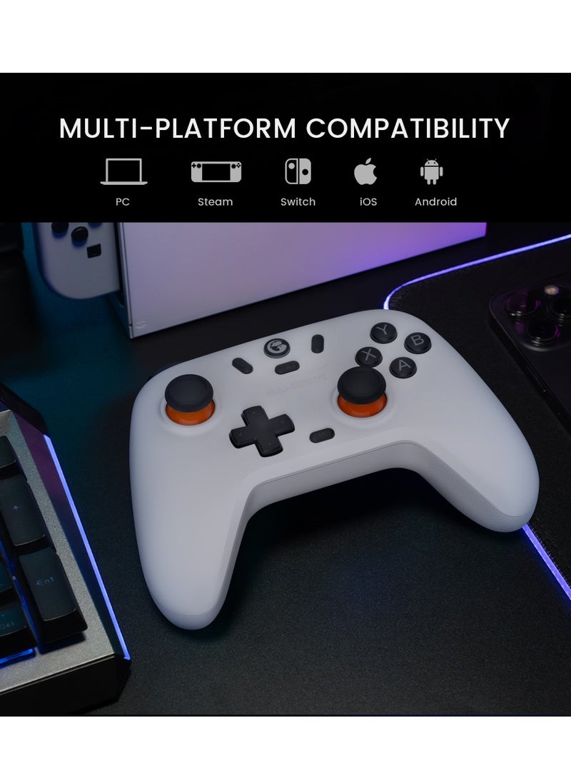 جيم سير وحدة تحكم لاسلكية GameSir Nova Lite 2.4g لأجهزة الكمبيوتر التي تعمل بنظام Windows، وiPhone، وAndroid، وSwitch &amp; Steam Deck، ولوحة تحكم بلوتوث مع مشغل تأثير Hall، وTurbo، واهتزاز Rumble (Nova Lite (أبيض)) - Image 4