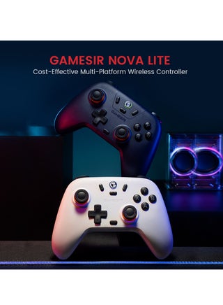 وحدة تحكم لاسلكية GameSir Nova Lite 2.4g لأجهزة الكمبيوتر التي تعمل بنظام Windows، وiPhone، وAndroid، وSwitch &amp; Steam Deck، ولوحة تحكم بلوتوث مع مشغل تأثير Hall، وTurbo، واهتزاز Rumble (Nova Lite (أبيض)) - view 2