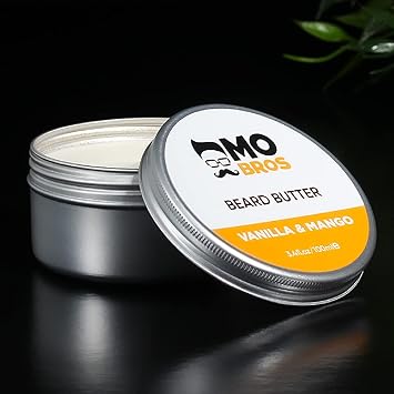 MO BRO'S بلسم زبدة اللحية مرطب للتصفيف كبير 100 مل علبة فانيليا مانجو - Image 3