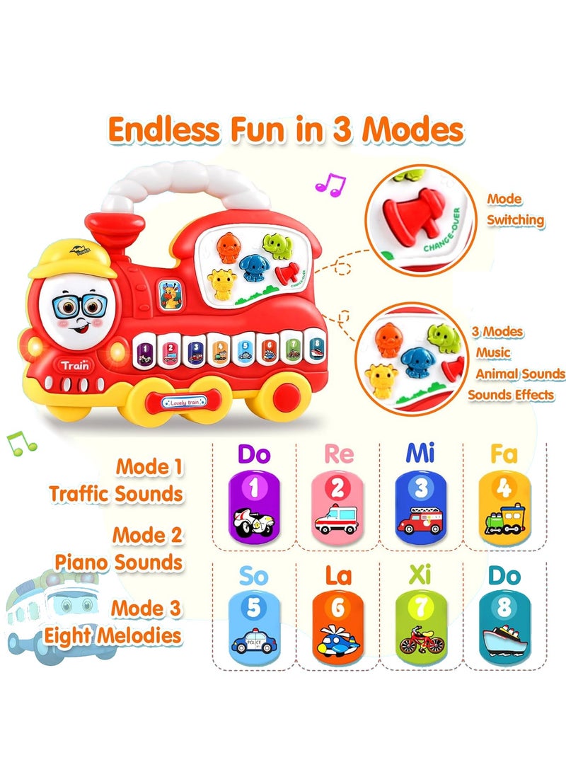 TOOLY 3-in-1 Musical Train Toy – Educational Sound & Music Toy with Animal, Traffic & Piano Modes (Size: 20.2 x 4.3 x 16.8 cm) - Image 2