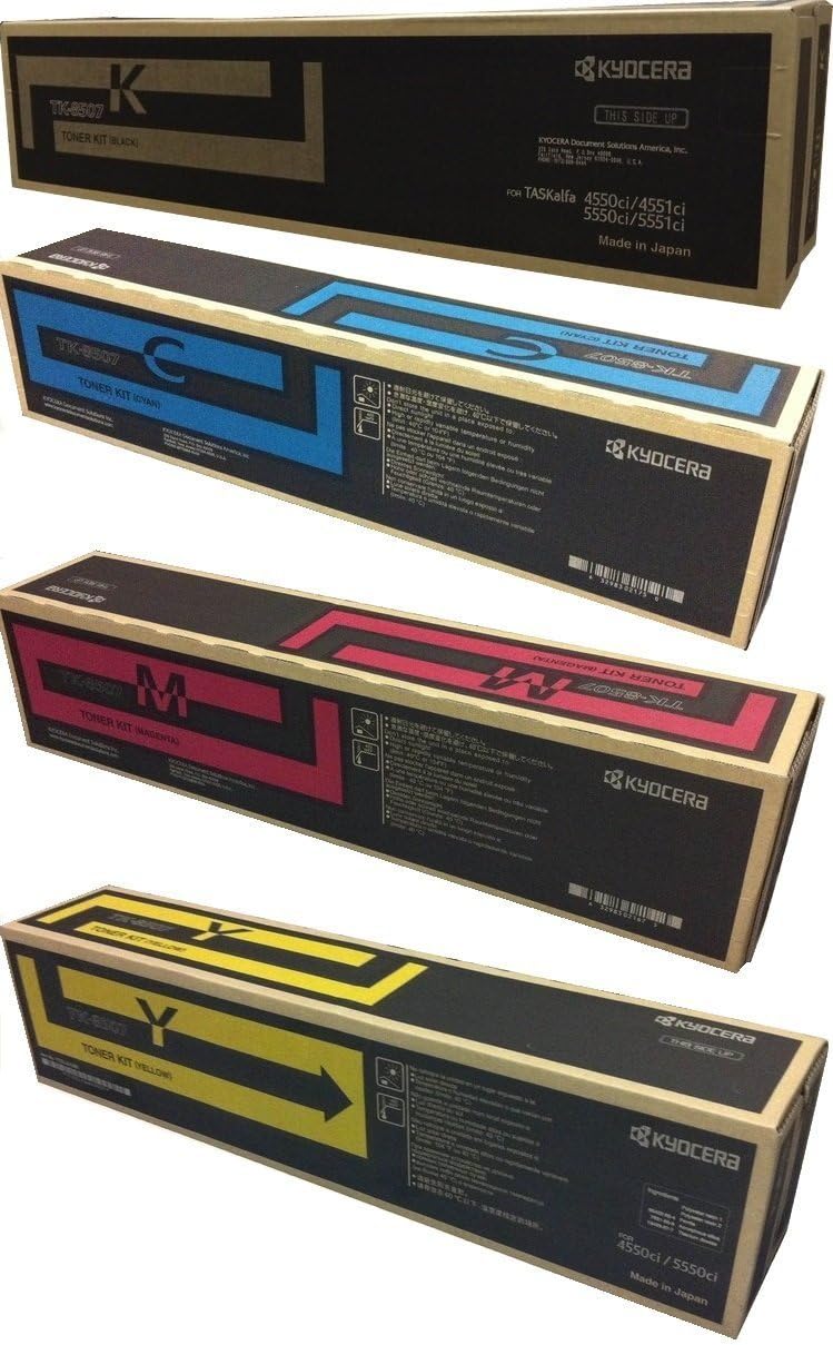 مجموعة حبر أصلية Kyocera TK8507 CMYK كاملة لطابعات TASKalfa 4550ci 4551ci 5550ci 5551ci
