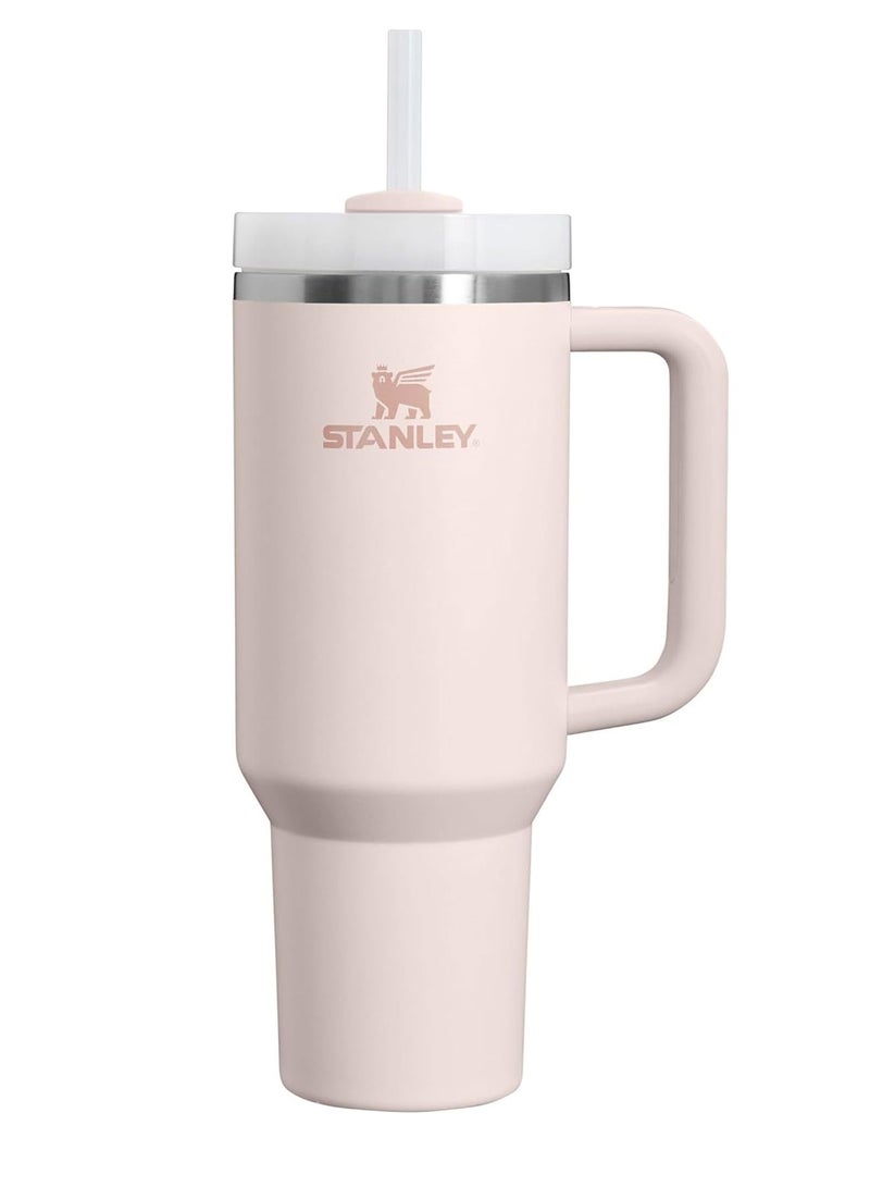 ستانلي كوب ستانلي كوينشر H2.0 فلو ستيت المصنوع من الفولاذ المقاوم للصدأ والمعزول بتفريغ الهواء مع غطاء وماصة للماء أو الشاي المثلج أو القهوة أو العصائر وغيرها، سعة 40 أونصة