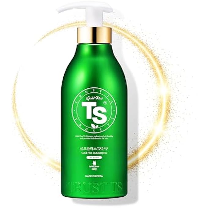 TS GOLD PLUS SHAMPOO | HAIR LOSS SHAMPOO WITH BIOTIN, GOLD EXTRACT & NIACINAMIDE | SCALP CIRCULATION & VOLUME CARE | SULFATE-FREE KOREAN HAIR CARE FOR THINNING HAIR (17.6 FL OZ / 500ML) - Image 1