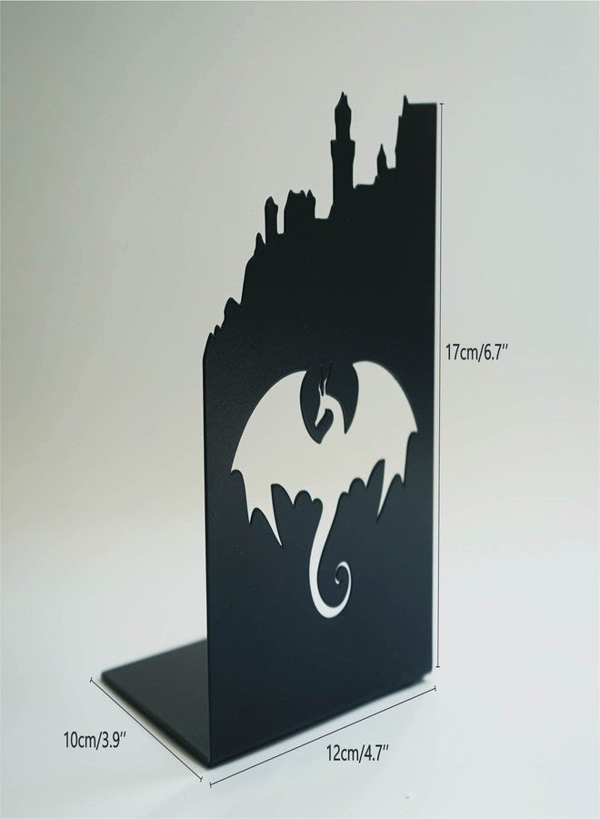 Yeaco 1 Pair 2pcs Heavy Metal Black Book Ends to Hold Books, Book Ends for Home Decorative (Dragon) - Image 4